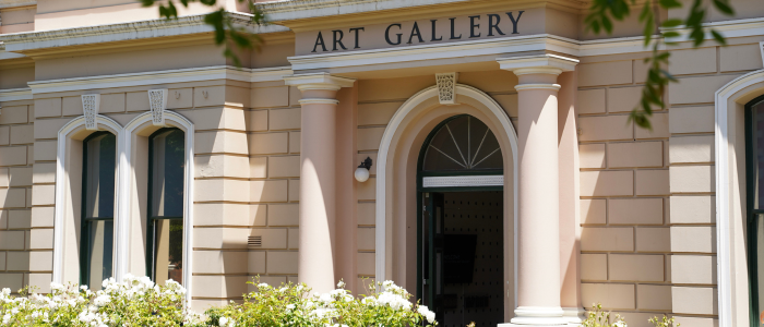 Queen Victoria Museum and Art Gallery 2.0 A white stoned colonial building with the words Art Gallery printed above the door.